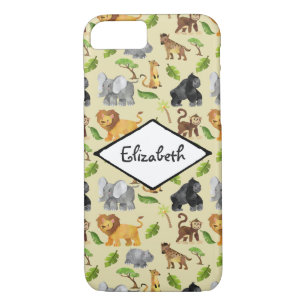 Watercolor Wild Animal Safari Jungle Pattern Case-Mate iPhone Case