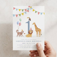 Watercolor Wild Animals First Birthday
