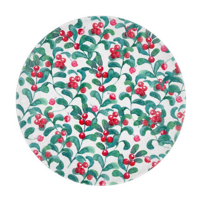 Watercolor wild berries, seamless pattern. cutting board (Front)