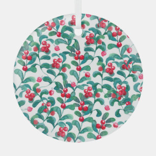 Watercolor wild berries, seamless pattern. glass ornament