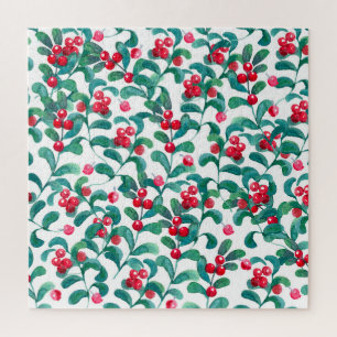 Watercolor wild berries, seamless pattern. jigsaw puzzle