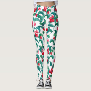 Watercolor wild berries, seamless pattern. leggings