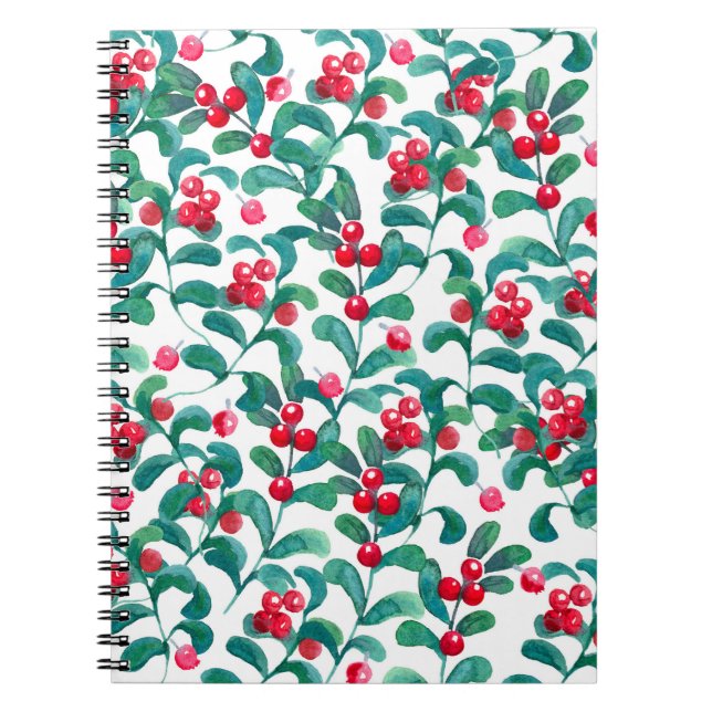 Watercolor wild berries, seamless pattern. notebook (Front)
