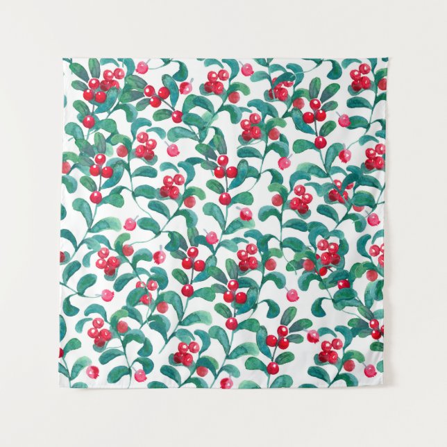 Watercolor wild berries, seamless pattern. tapestry (Front)