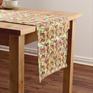 Watercolor wild berry short table runner