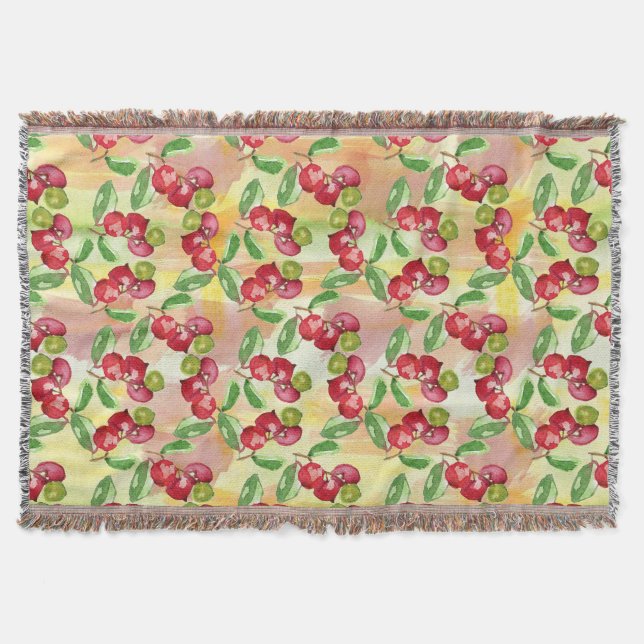 Watercolor wild berry throw blanket (Front)