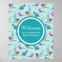 Watercolor Wild Exotic Birds Pattern Event Welcome