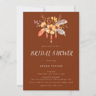 Watercolor Wild Floral Terracotta Bridal Shower Invitation