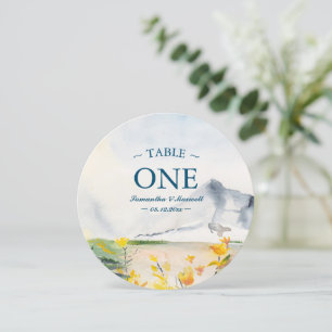 Watercolor Wild Flower & Mountain Table Number
