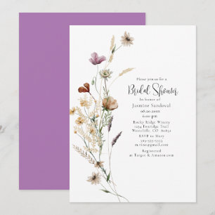 Watercolor Wild Flowers Bridal Shower Invitation