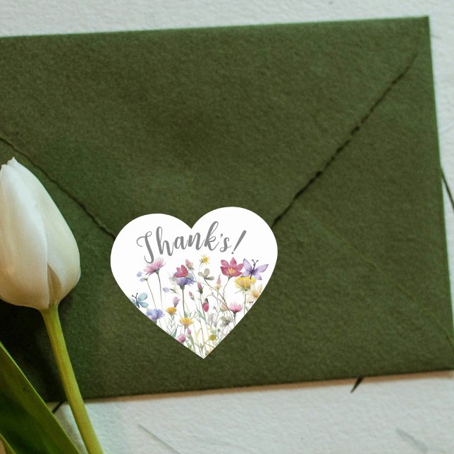 Watercolor wild flowers feminine heart sticker (Creator Uploaded)