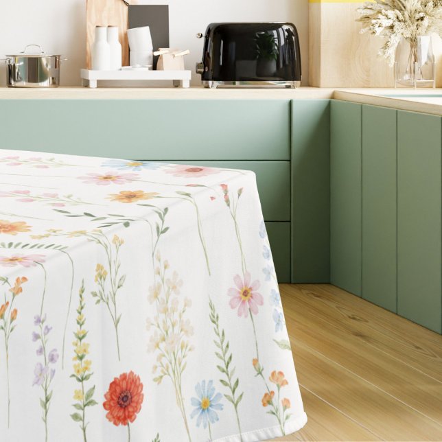 Watercolor Wild Flowers Floral Botanical Pattern Tablecloth (Creator Uploaded)