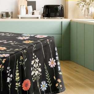 Watercolor Wild Flowers Floral Botanical Pattern Tablecloth