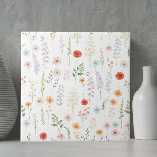 Watercolor Wild Flowers Floral Botanical Pattern Tile