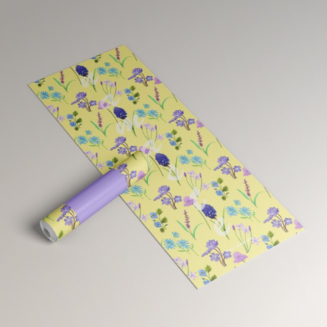 Watercolor wild flowers on yellow yoga mat (Creator Uploaded)