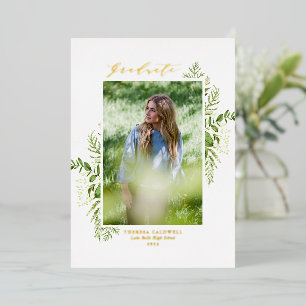 Watercolor Wild Foliage Photo Graduation Party