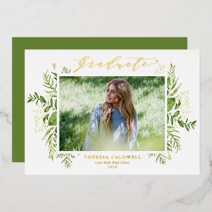 Watercolor Wild Foliage Photo Graduation Party