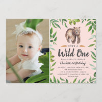 Watercolor Wild One | Girls Photo Birthday | Blush