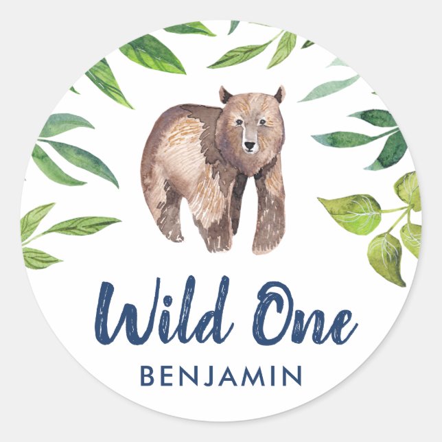 Watercolor Wild One Personalized Stickers (Front)