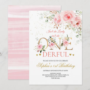 Watercolor Wild One Wildflower 1st Birthday  Invitation