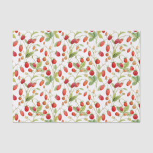 Watercolor Wild Strawberry Pattern  Tissue Paper