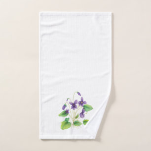 Watercolor Wild Violets Towel Set