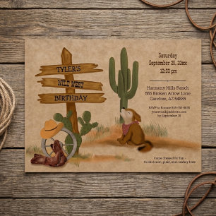 Watercolor Wild West Cowboy Desert Birthday Party Invitation