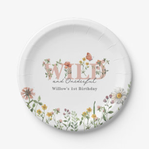 Watercolor Wildflower 1st Birthday Custom Paper Plate