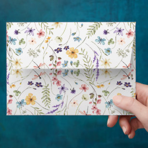Watercolor Wildflower And Butterflies Pattern  Envelope