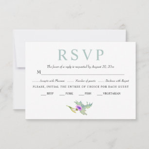 Watercolor wildflower and leaf spring wedding RSVP card
