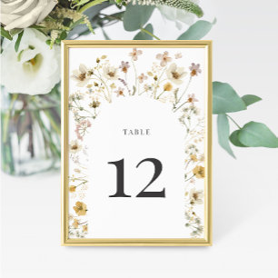 Watercolor Wildflower Arch Wedding Table Number