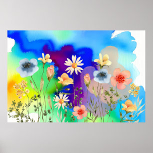 Watercolor Wildflower Art Print Colorful Floral 