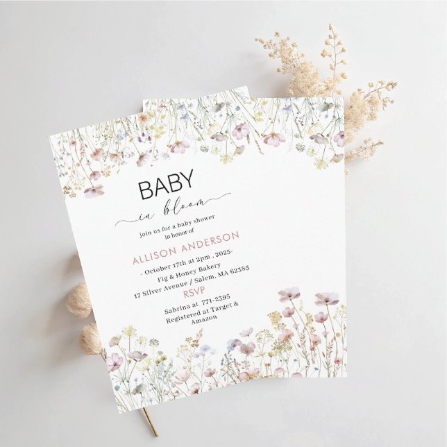 Watercolor Wildflower  Baby in Bloom Baby shower Invitation (Creator Uploaded)