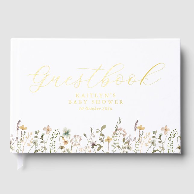 Watercolor Wildflower Baby Shower Guest Book (Front)