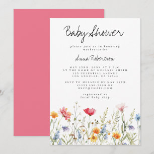 Watercolor Wildflower Baby Shower Invitation