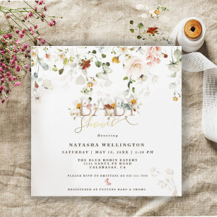 Watercolor Wildflower Baby Shower Magnetic Card