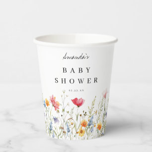 Watercolor Wildflower Baby Shower Paper Cups