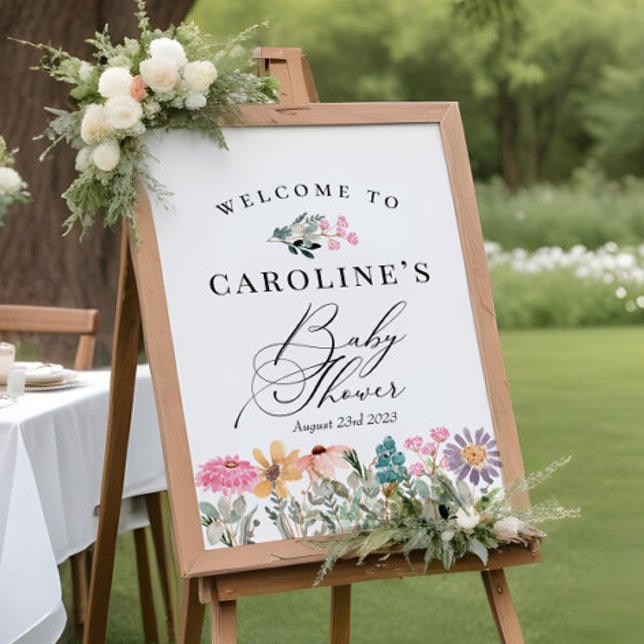 Watercolor Wildflower Baby Shower Welcome Sign (Creator Uploaded)