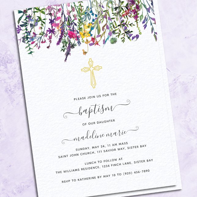 Watercolor Wildflower Baptism Invitation (Creator Uploaded)