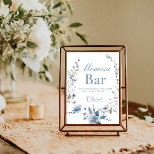 Watercolor wildflower blue Mimosa Bar  Sign