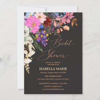 Watercolor Wildflower Boho Bridal Shower Invitation