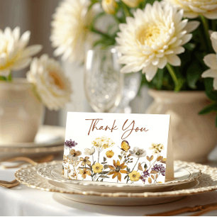 Watercolor Wildflower Boho Fall Wedding Thank You Card