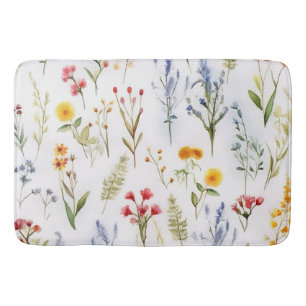  Watercolor Wildflower Botanical Bath Mat