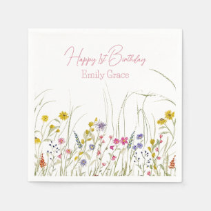 Watercolor Wildflower Botanical Party Napkin