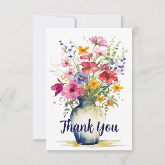 Watercolor Wildflower Bouquet Personalized Thank You Card
