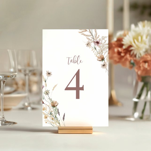 Watercolor Wildflower Bridal Shower Flat Table Number (Creator Uploaded)
