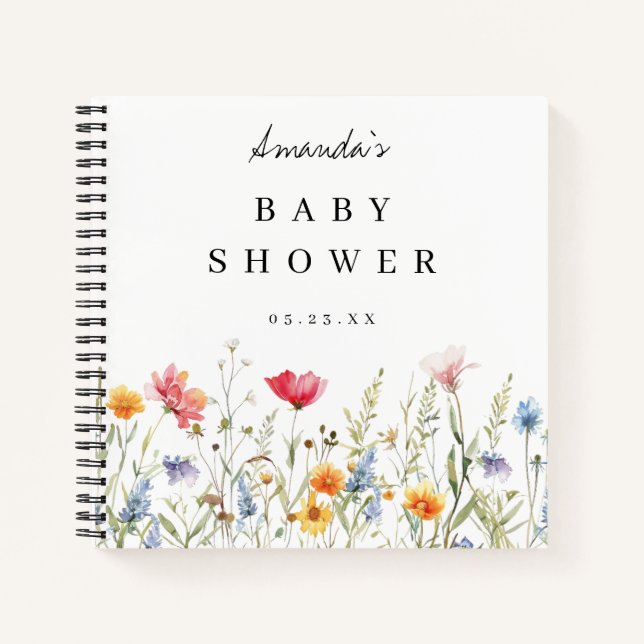 Watercolor Wildflower Bridal Shower Guest Book (Front)