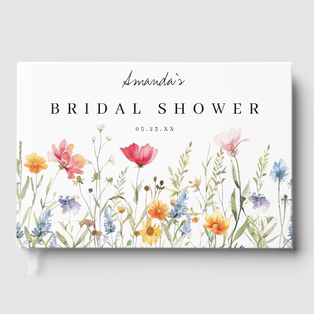 Watercolor Wildflower Bridal Shower Guest Book (Front)