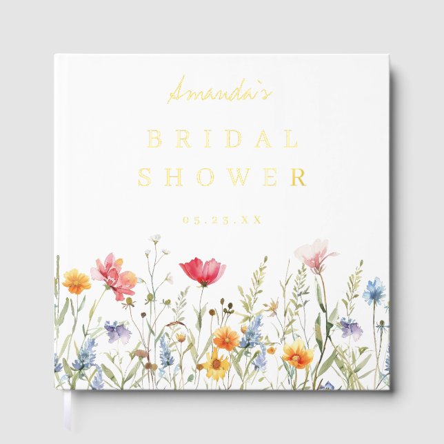 Watercolor Wildflower Bridal Shower Guest Book (Front)