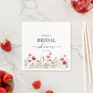 Watercolor Wildflower Bridal Shower Napkin